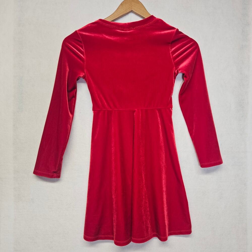 Amy Byer Girls Long Sleeve Red Velvet Dress with Twist front - Picture 4 of 4